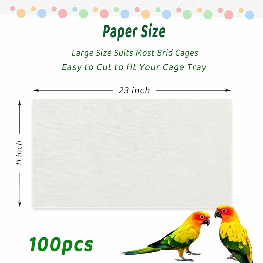 Pet Bird ZIQON | Ziqon 100 Pcs Bird Cage Liner Papers Big Size Cage Paper Liners Disposable Cage Paper Liners Precut Absorbent Cushion Pad Mat Accessories For Pet Bird Parrot