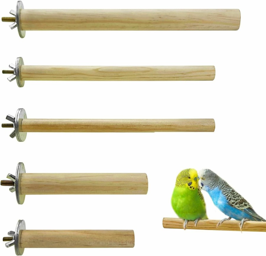 Pet Bird S&X | S&X Bird Perch, 5 Pcs Of Natural Wood Perches With Different Widths And Lengths For Budgies, Parakeets, Canaries, Cockatiels, Conures, Finches & Other Small Birds