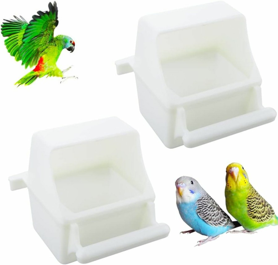 Pet Bird DQITJ | 2 Pcs Small Bird Slot Feeder No Mess Cage Hanging Feeder Cup Plastic Food & Water Dispenser Bowl