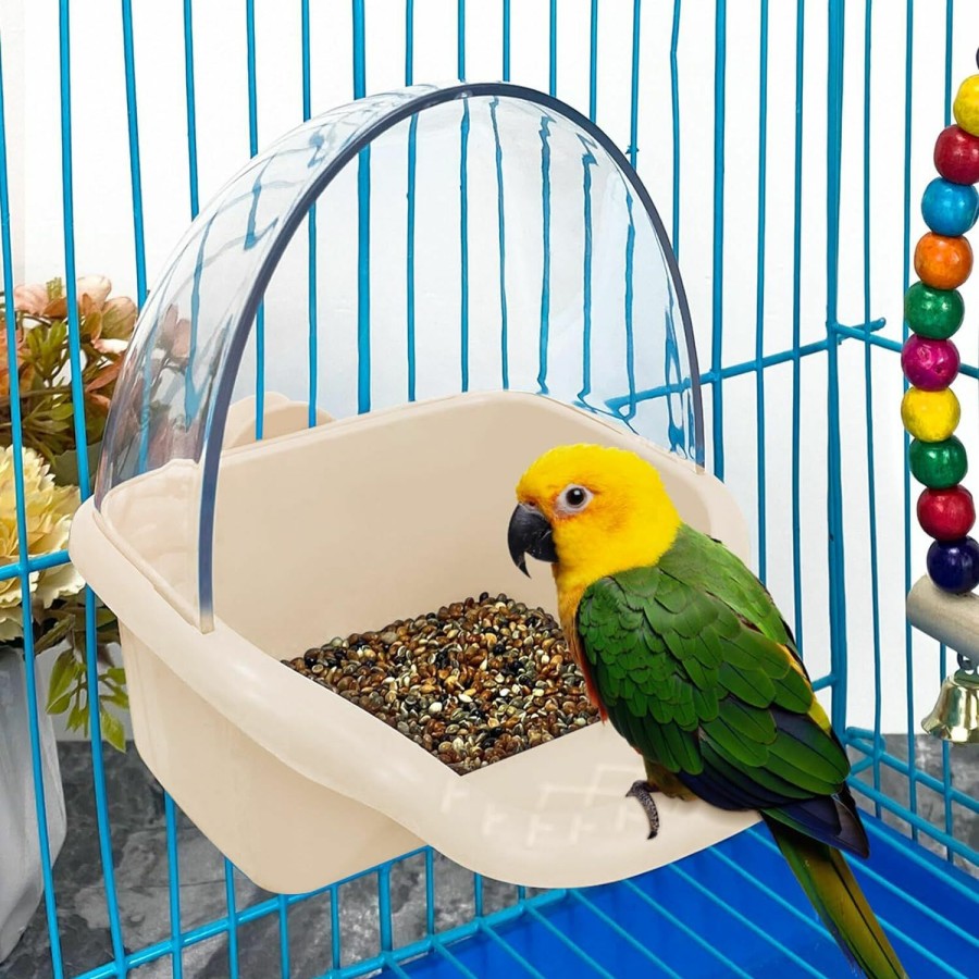 Pet Bird Nobgum | Nobgum Bird Bath Box Hanging Birdbath Toy Parakeet Caged Bathing Tubs Parrot Bath Tub Water Shower Food Feeder Holder Tray Bird Bath For Cage Accessory Small Birds Parrots Cockatiel Budgies