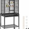 Pet Bird VEVOR | Vevor 52 Inch Bird Cage, Wrought Iron Large Parakeet Flight Cage With Rolling Stand And Slide Out Tray, Standing Big Bird Cage For Parakeets, Parrots, Cockatiels, Budgies, Lovebirds, Pigeons