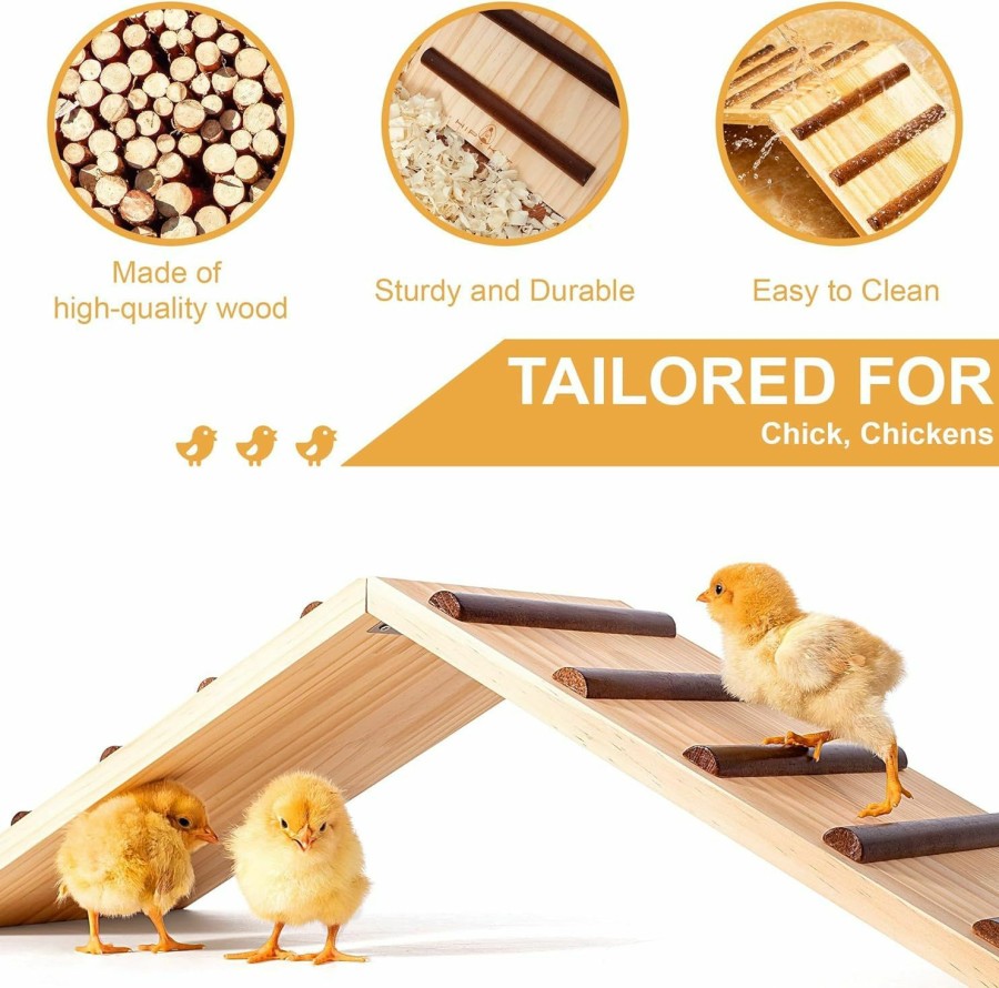 Pet Bird Hipykat | Hipykat Chicken Perch And Chick Roost - Two-In-One Chick Stand Training Perches, Roosting Wooden Chick Ramp Trainer, Chick Toys For Brooder, No Assemble, Coop Accessories For Chick, Hens, Small Animal