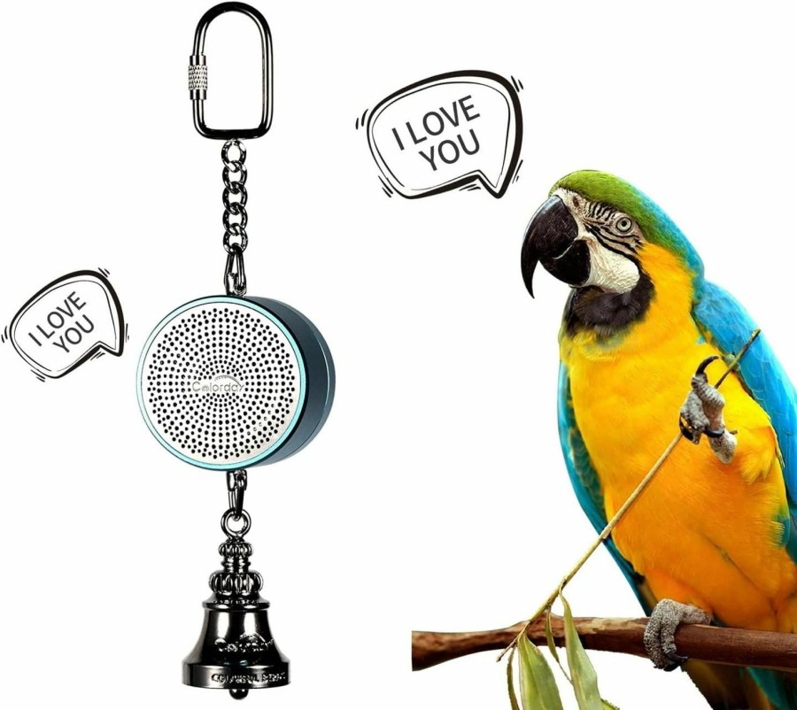 Pet Bird Colorday | Colorday Bird Toys Parrot Talking Coach & Interactive Voice Bell For Parakeet, African Grey, Amazon Parrots, Quaker, Cockatiel, Conure (Blue)