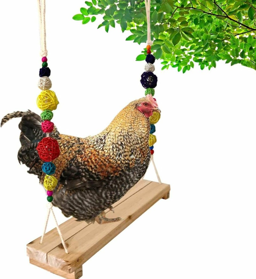 Pet Bird Vehomy | Vehomy Chicken Swing Chicken Perch Chicken Wood Stand Handmade Chicken Coop Toy For Hens Chicken Coop Accessories Chicken Ladder For Poultry Run Large Bird Parrot Hen Macaw Rooster Chick Toy