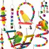 Pet Bird ESRISE | 7 Pcs Bird Parakeet Cockatiel Toys, Esrise Hanging Bell Pet Bird Cage Hammock Swing Climbing Ladders Toy Wooden Perch Chewing Toy For Conures, Love Birds, Finche, Budgerigar