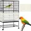 Pet Bird Daoeny | Daoeny Large Bird Cage Cover, Bird Cage Seed Catcher, Adjustable Soft Nylon Mesh Net With Daisy Pattern, Birdcage Cover Skirt Seed Guard For Parrot Parakeet Macaw Round Square Cages (Black)