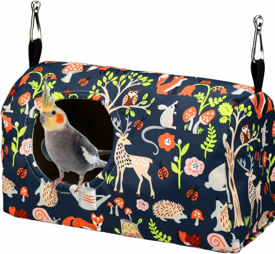 Pet Bird Generic | Parrot Cockatiel Warm House Bird Nest Bed Winter Hanging Hammock Birds Sleeping Bed Parrot Hideway Bed Polyester Fabric Washable For Parrot Parakeet Cockatiels Budgies Lovebird African Grey (L)