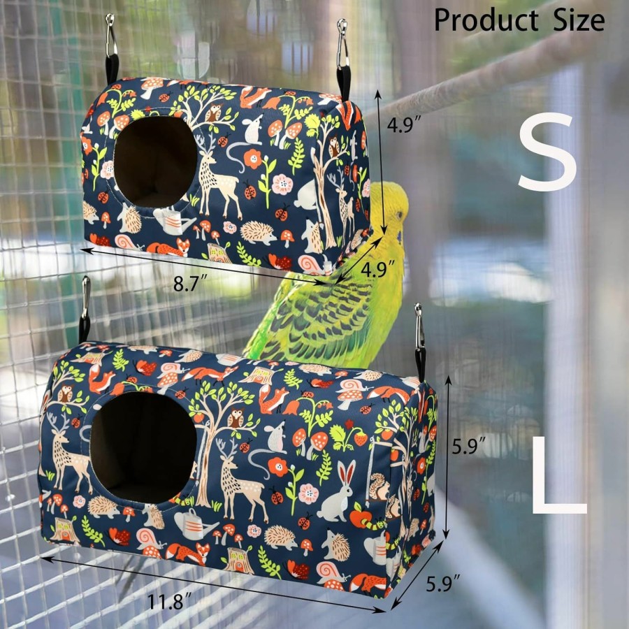 Pet Bird Generic | Parrot Cockatiel Warm House Bird Nest Bed Winter Hanging Hammock Birds Sleeping Bed Parrot Hideway Bed Polyester Fabric Washable For Parrot Parakeet Cockatiels Budgies Lovebird African Grey (L)