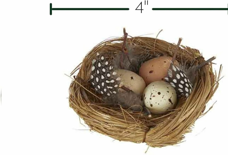 Pet Bird The Bridge Collection | The Bridge Collection Faux Decorative Bird'S Egg Nest - Cute Bird Nest With Eggs Tabletop Decoration For Spring, Summer, Everyday Home Decor (Robin'S Eggs)