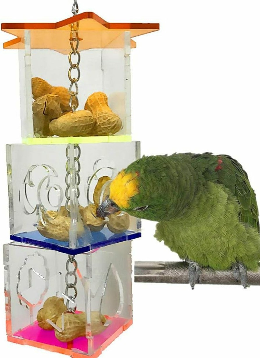 Pet Bird RICEFINE | Oflao Bird Foraging Toys,Creative Parrot Feeder Box,Hanging Treat Foraging Toy For Anchovies,Parakeets,Cockatiel,Conure,Mynah,Macow