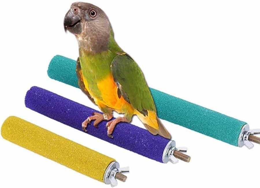 Pet Bird PINVNBY | Pivby Wood Bird Cage Perch Colorful Parrot Stand Toy Platform Paw Grinding Stick For Amazon Parrot Bird Colors Vary Pack Of 3