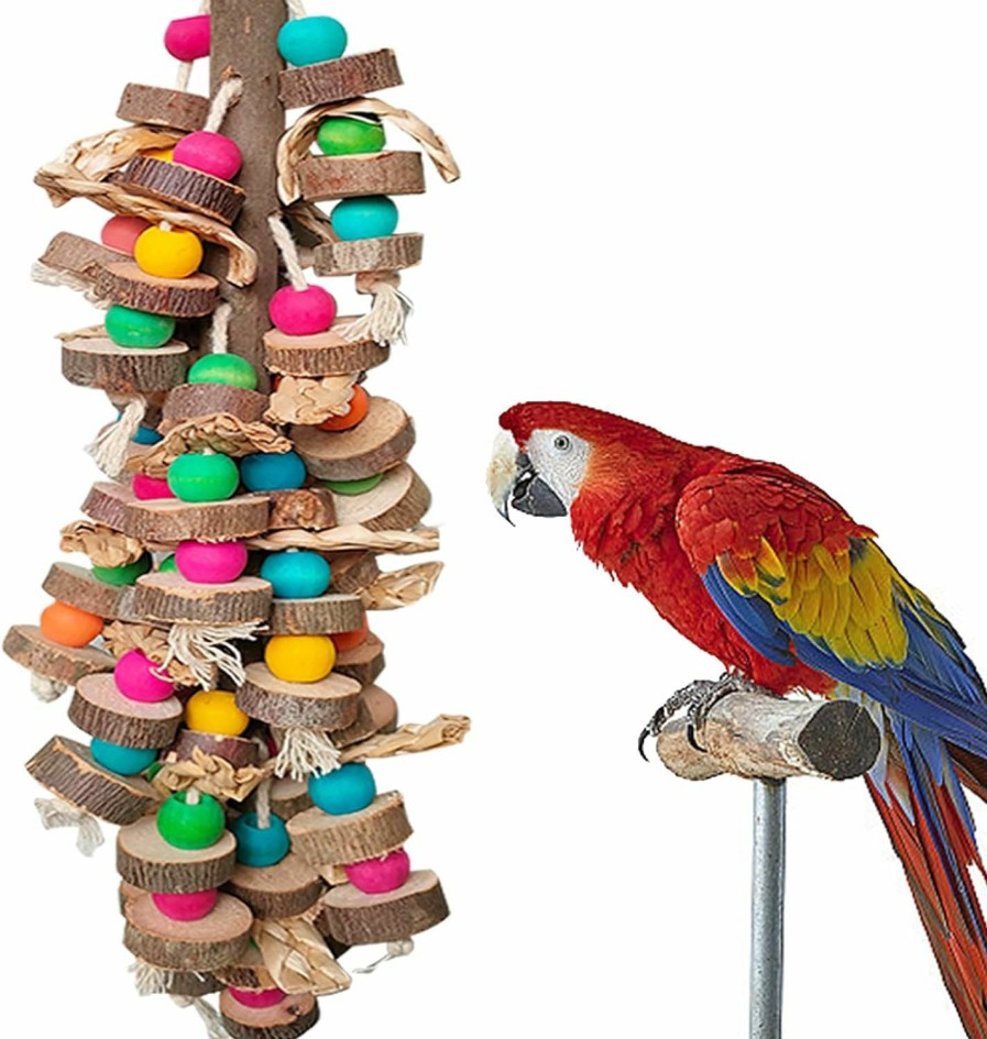 Pet Bird WQY GroceryShop | Wqy Groceryshop Parrot Toys For Large Birds, Multicolored Wooden Blocks Bird Chewing Toy Parrot Cage Bite Toy Or Macaws Cokatoos African Grey And Large Medium Parrot Birds