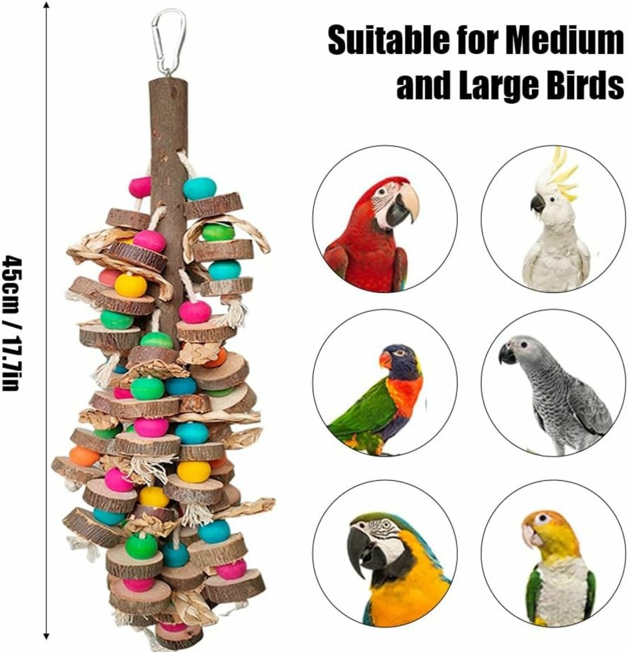 Pet Bird WQY GroceryShop | Wqy Groceryshop Parrot Toys For Large Birds, Multicolored Wooden Blocks Bird Chewing Toy Parrot Cage Bite Toy Or Macaws Cokatoos African Grey And Large Medium Parrot Birds