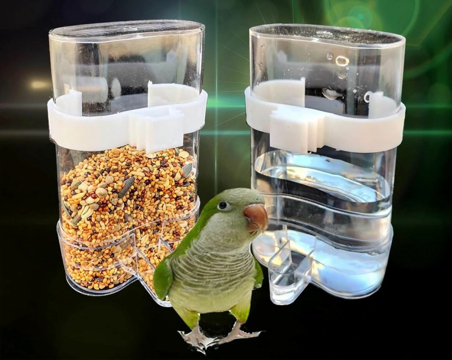 Pet Bird NINGVIHE | Automatic Bird Waterer Feeder,Bird Water Dispenser For Cage,2Pcs No Mess Bird Feeder Parakeet Waterer Cockatiel Cage Accessories