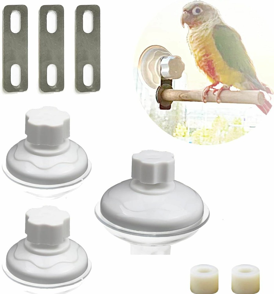 Pet Bird Qimilenzy | Bird Window/Bath/Car/Travel Perch Stand With Suction Cup For Small And Medium Bird Parrot Parakeet Cockatiel Conure Budgie Lovebirds (Simple Wood Perch)