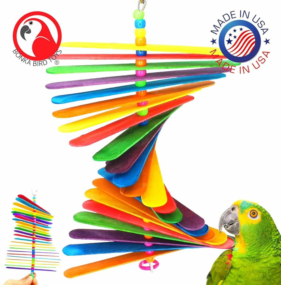 Pet Bird Bonka Bird Toys | Bonka Bird Toys 867 Big Stick Colorful Wood Chew Beak Toy For Parrots, Parrotlet, Budgie, Cockatiel, And African Grey