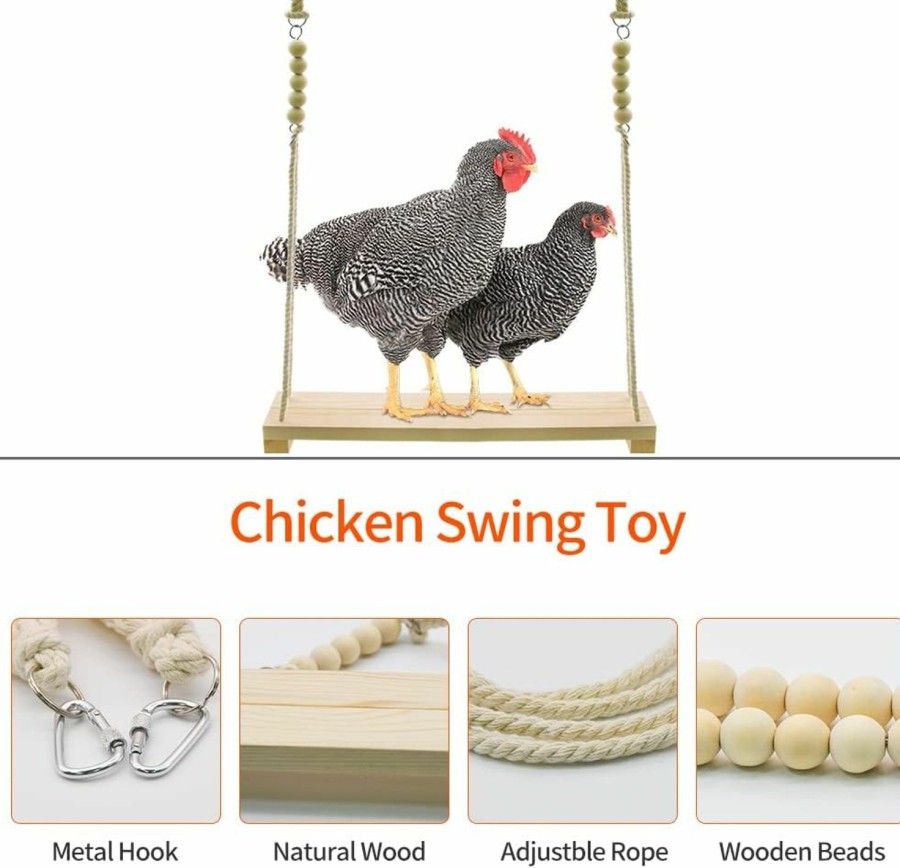 Pet Bird RUBY.Q | Chicken Swing Toys And Chicken Toys Xylophone, 2Pcs Chicken Toys For Poultry Run Rooster Hens Chicks Pet Parrots Macaw Entertainment Stress Relief For Birds