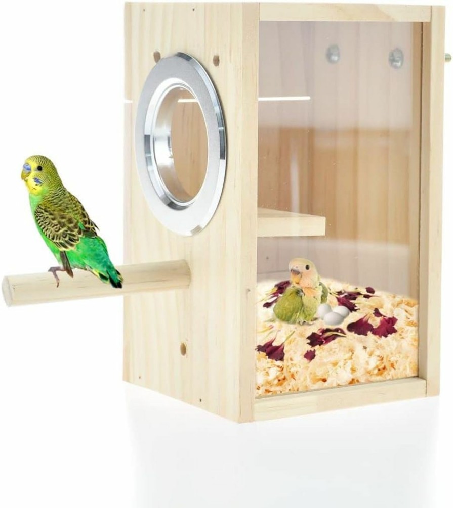 Pet Bird CooShou | Cooshou Bird Nest Box Parakeet Breeding Nest Box Bird Nest House Wooden Acrylic Transparent Breeding Box For Finch Lovebirds Cockatiel Budgie Conure Parrot