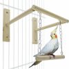 Pet Bird Panbo | Panbo Natural Wood Bird Swing, Sturdy Parrot Perch Stand Cage Toy Trims Nails And Beak Safe For Cockatoo, Eclectus, African Grey, Cockatiel, Conure, Macaw, Other Small Or Large Birds Size L