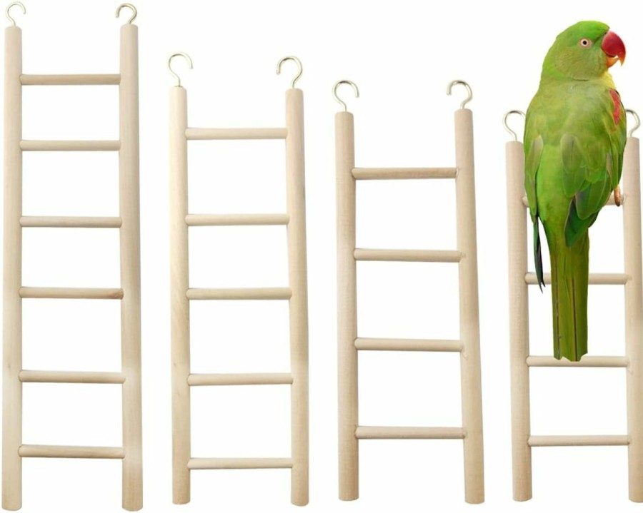 Pet Bird GXXMEI | Gxxmei 4Pcs Bird Toys Wooden Ladder, 4 Sizes Parakeet Toys Wood Ladder, Natural Wooden Step Ladder Bird Ladder, Bird Climbing Toys Bird Toys For Parakeets, Parrots, Cockatoo And Lovebirds