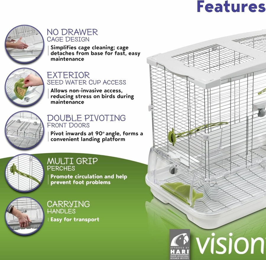 Pet Bird VISION | Vision M02 Wire Bird Cage, Bird Home For Parakeets, Finches And Canaries, Tall Medium