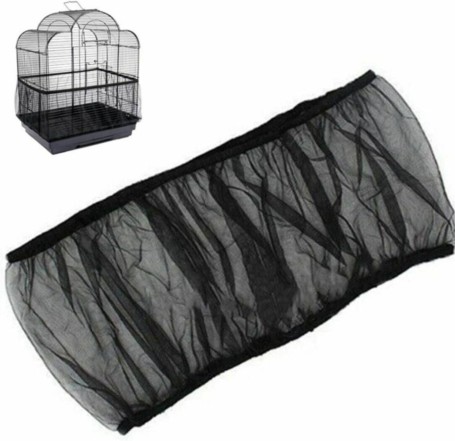 Pet Bird BSBMIEQM | Universal Bird Cage Seed Catcher,Seed Catcher Guard Net Cover,Parrot Nylon Mesh Net Cover,Soft Airy Cage Net Stretchy Skirt For Round Square Cages(Circumference 50 Inch To 90 Inch,Black)