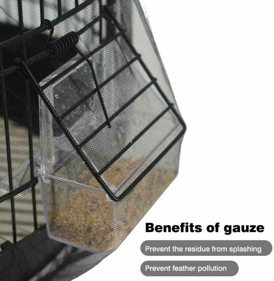 Pet Bird BSBMIEQM | Universal Bird Cage Seed Catcher,Seed Catcher Guard Net Cover,Parrot Nylon Mesh Net Cover,Soft Airy Cage Net Stretchy Skirt For Round Square Cages(Circumference 50 Inch To 90 Inch,Black)