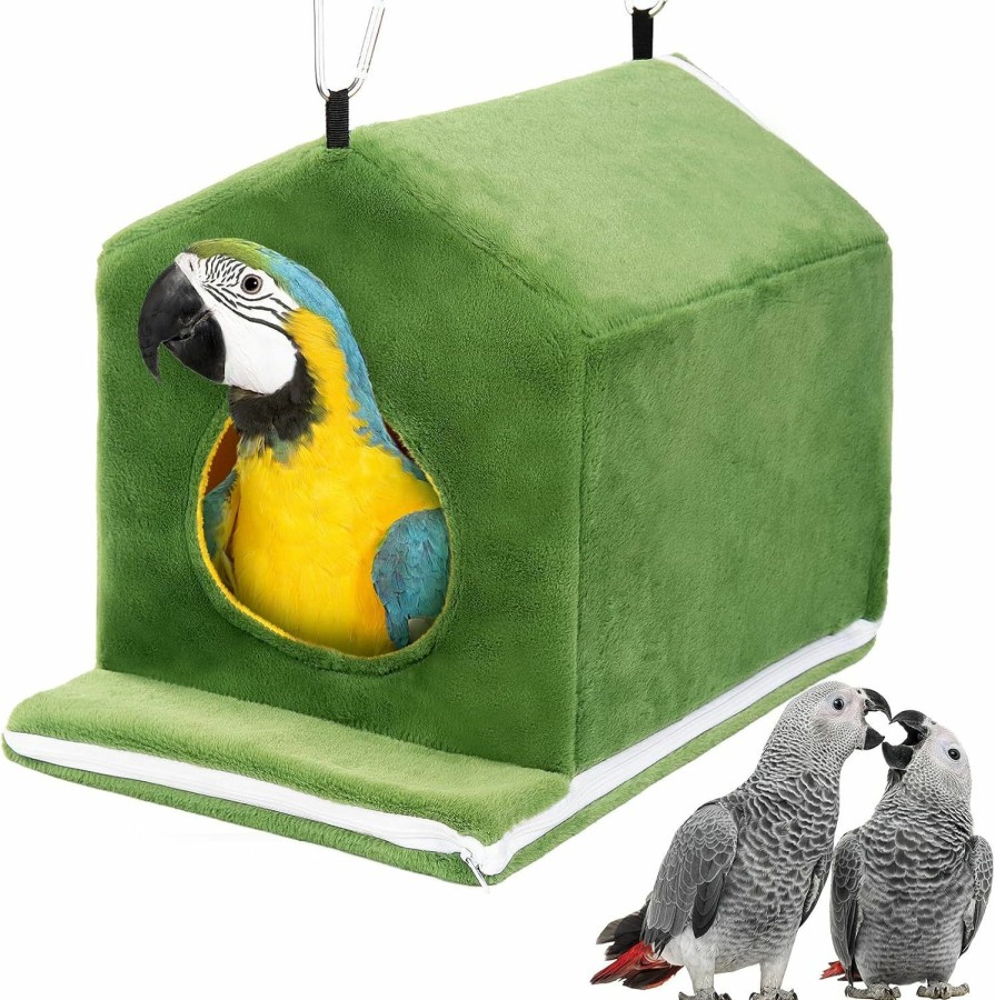 Pet Bird MEWTOGO | Large Winter Warm Bird Nest House, Bird Bed For Cage, Novelty Plush Parrot Nest Snuggle Shed Hut, Easy To Install For Macaws Amazon Parrot African Grey Lovebirds