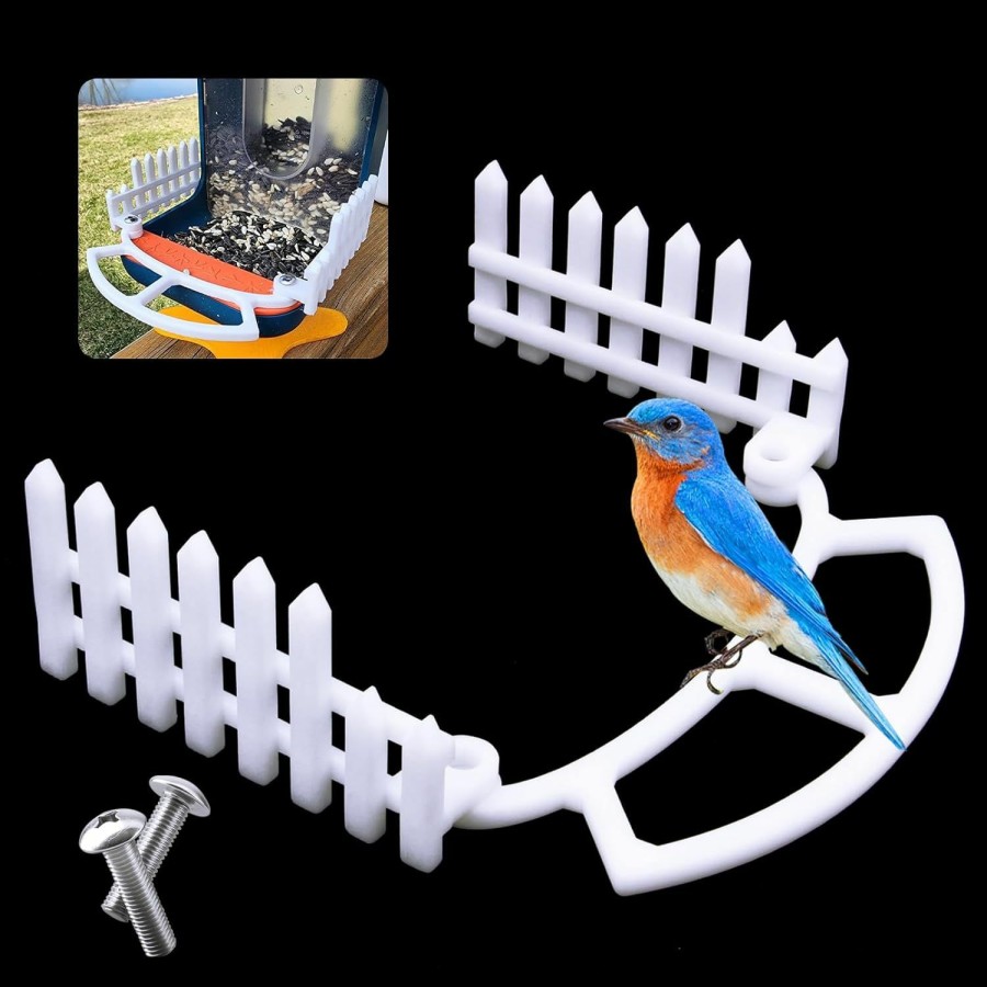 Pet Bird CATOSUM | 3 Pcs Perch For Bird Buddy, With Side Fence,Wider Extension Perch To Diy Add-Ons, Bird Accessories Compatible With Bird Buddy Birdfeeder (White)