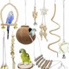 Pet Bird TOLMIOW | Tolmiow 9 Pieces Parrots Chewing Natural Wood And Rope Bungee Bird Toy For Anchovies, Coconut Hideaway With Ladder,Bird Perch Stand, Bird Cage Accessories, Parakeets, Cockatiel, Conure, Mynah, Macow