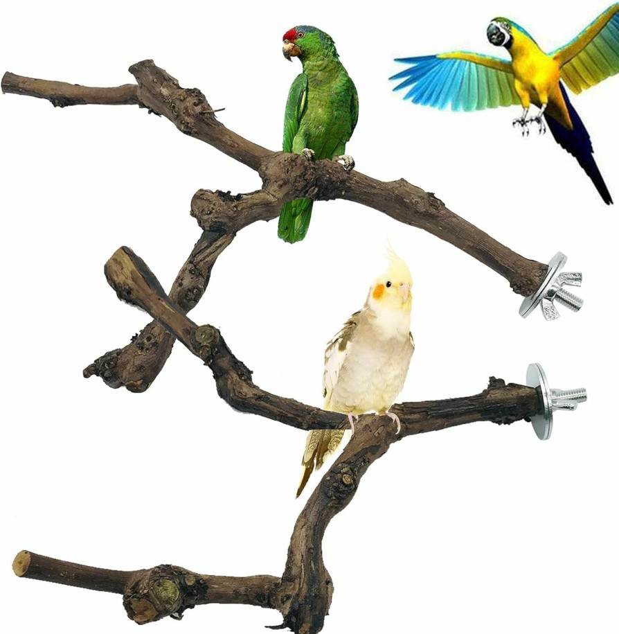 Pet Bird Allazone | Allazone 4 Pcs Bird Perch Natural Grape Stick Bird Standing Stick Swing Chewing Bird Toys Natural Grapevine Bird Cage Perch For Parrot Cages Toy For Cockatiels, Parakeets, Finches