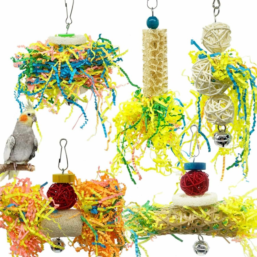 Pet Bird EBaokuup | Ebaokuup Bird Parrots Shredding Toys Parakeet Chewing Toys Bird Loofah Toys Parrot Cage Shredder Toys Bird Foraging Hanging Toys Bird Accessories For Parrots Lovebird Cockatiel Conure African Grey