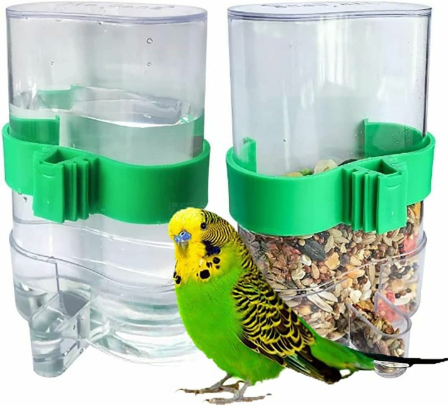 Pet Bird Clpoawc | Clpoawc Bird Water Dispenser Outdoor No Mess Automatic Feeder,Parakeet Waterer For Cage,Food Container Bird Cage Accessories Hanging Outside For Lovebird Canary Finch Small Birds (2Pcs), Clear