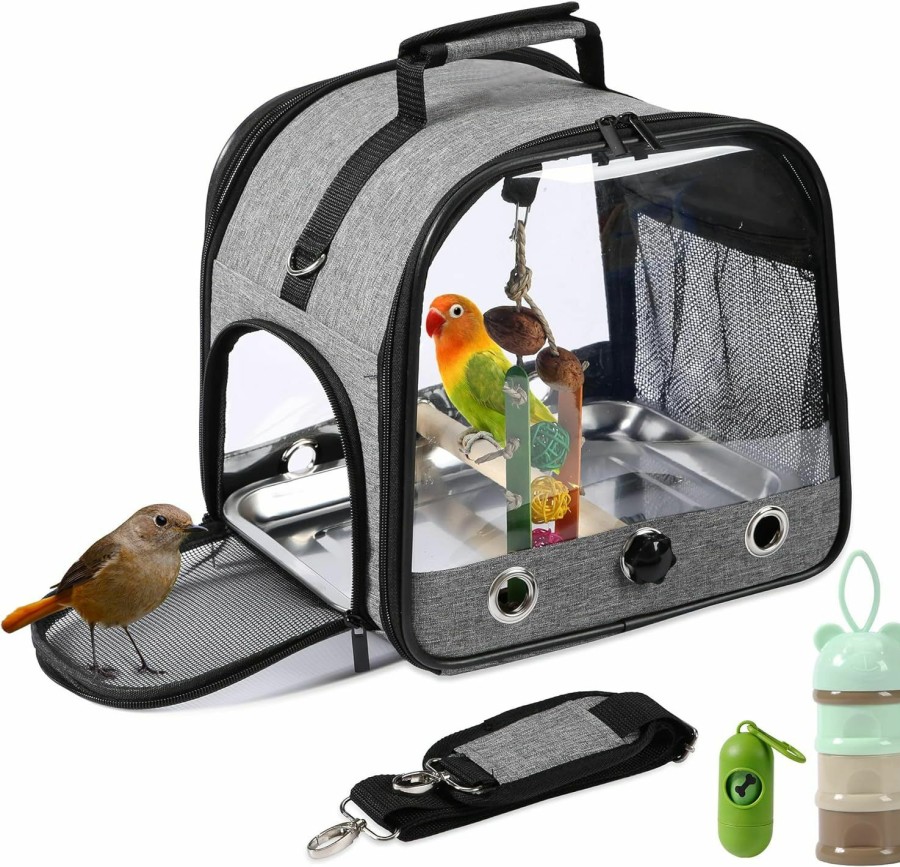 Pet Bird Suertree | Suertree Bird Carrier Bag Bird Travel Cage With Stand, Lightweight Backpack For Parrot, Portable Bird Travel Bag, Pet Transparent Breathable Travel Cage