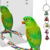 Pet Bird LOPERDEVE | Loperdeve 7\" Bird Mirror With Rope Perch Bird Toys Swing, Comfy Perch For Greys Amazons Parakeet Cockatiel Conure Lovebirds Finch Canaries