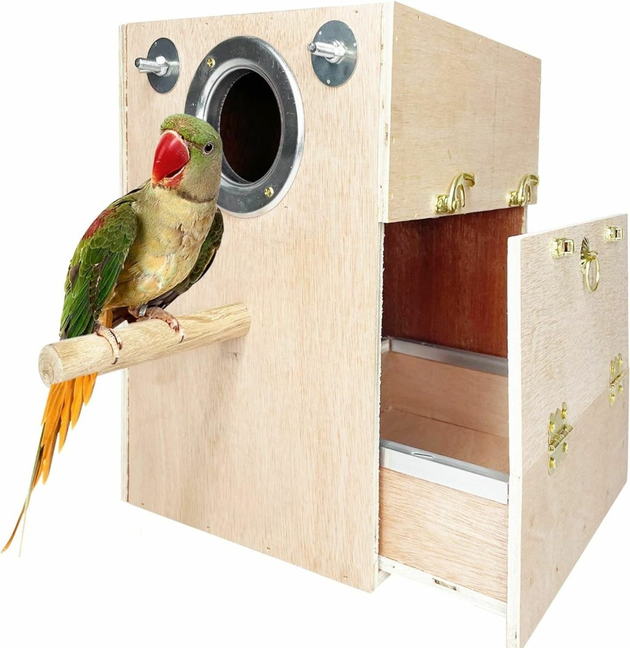 Pet Bird kathson | Kathson Parakeet Nesting Box Wooden Bird Breeding Nest Parrots Mating House Wood Bird Aviary Budgie Cage Accessories For Cockatiel Finch Lovebirds Conure