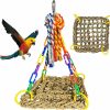 Pet Bird matafat | Bird Foraging Cage Toy, Seagrass Woven Climbing Hammock Swing Mat With Colorful Chewing Rope Toys, Suit For Lovebirds, Finch, Parakeets, Conure, Cockatiel