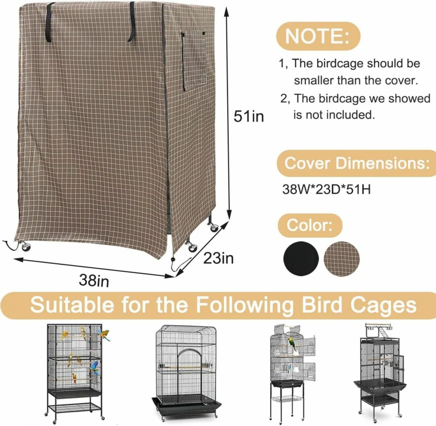 Pet Bird DECKALY | Deckaly Universal Bird Cage Cover, Dark Colored Drape For Animal Crate, Waterproof & Washable Night Cover For Cages, Distraction And Light Eliminator For Mink, Totoro, Parakeets, Parrot (Black)