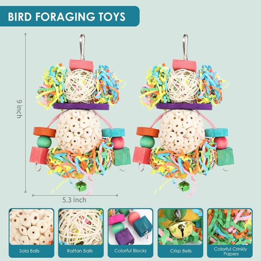 Pet Bird BBjinronjy | Bbjinronjy Bird Toys Conure Toys Hanging Natural Soft Sola Ball Beak Chew Shred Forage Toys For Parrots,Cockatiel,Conure,Love Birds,Parakeets,Budgie And Other Small Birds (Boys)