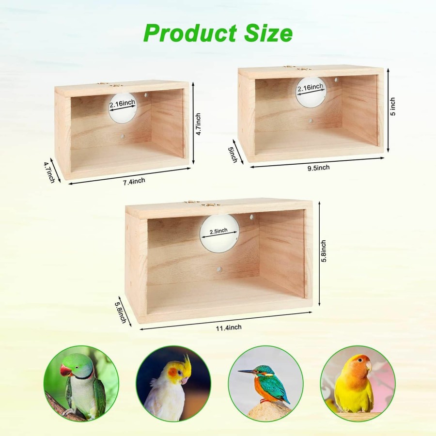 Pet Bird NEOGULY | Parakeet Nesting Box, Transparent Bird Box Bird Nests For Cages Nest Box With Perch Wood Bird Cage House Nidos Para Pajaros Periquitos For Lovebirds Cockatiel Budgie Conure Parrot