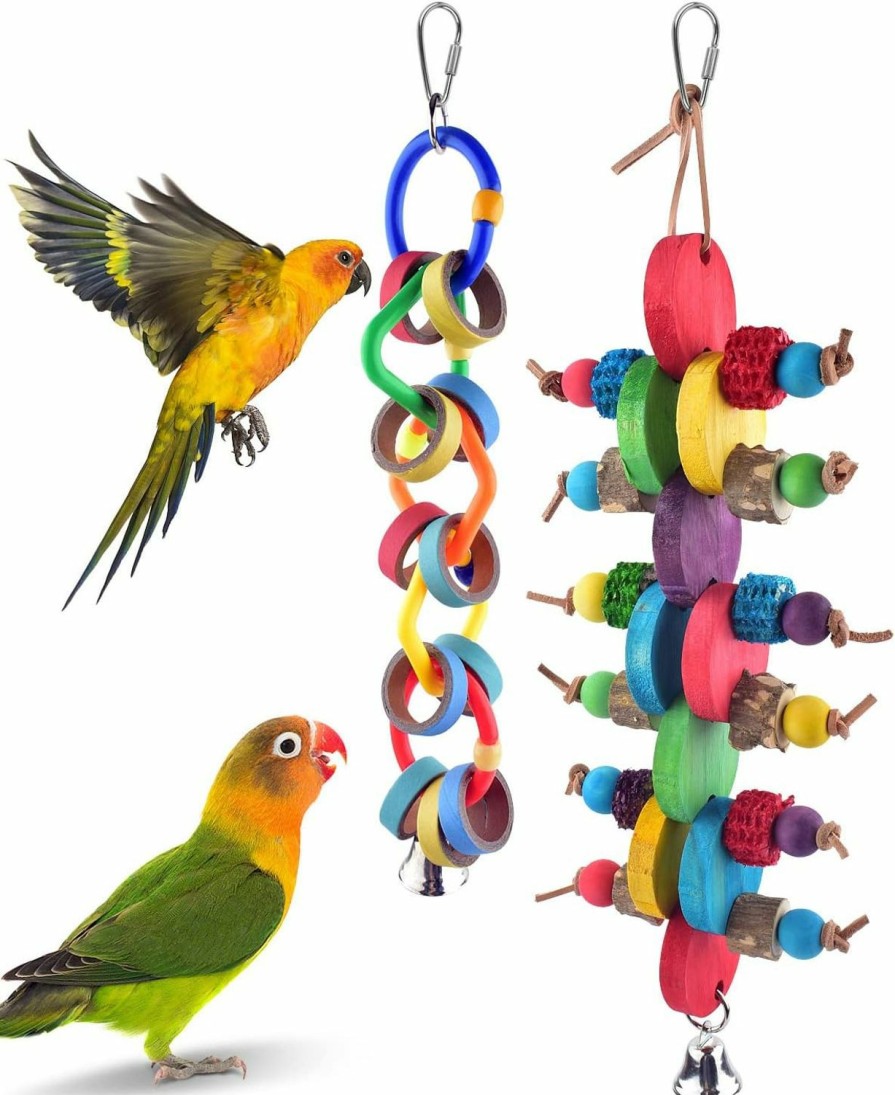 Pet Bird Bissap | Bissap 2Pcs Bird Chew Toys, Multicolored Bagel Cascade Bird Parrot Toy Biting Paper Cardboard Olympic Rings Conures Toys For Amazon Cockatiels Cockatoos Macaws And Similar Sized Pet Birds