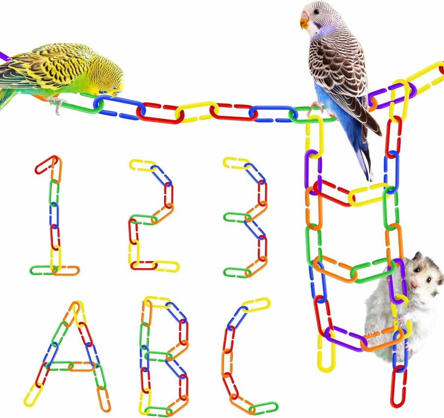 Pet Bird SunGrow | Sungrow Rainbow C-Clips Plastic Chain Links, Bird Swing & Climbing Chain Cage Toy Clips & Hooks, Diy Kids Learning Toys For Classroom, Suitable For Sugar Glider, Rat, Parrot, Bird