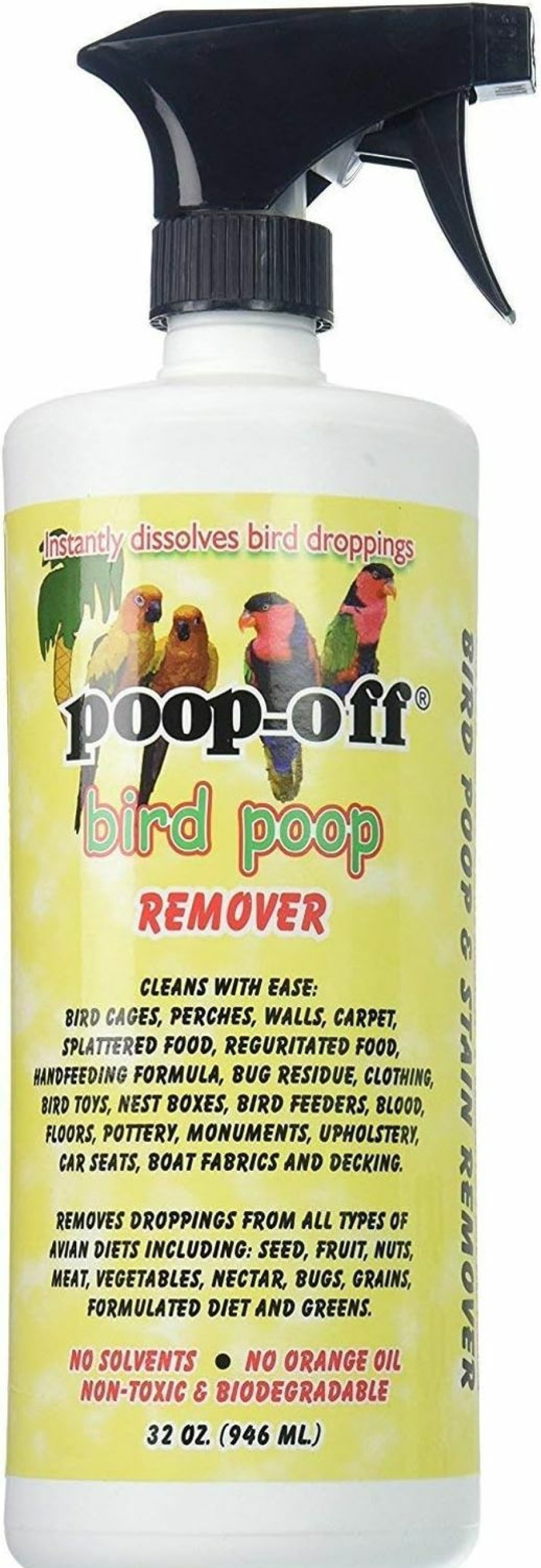 Pet Bird Poop-Off | Poop-Off Bird Poop Remover Sprayer, 32-Ounce 2 Pack