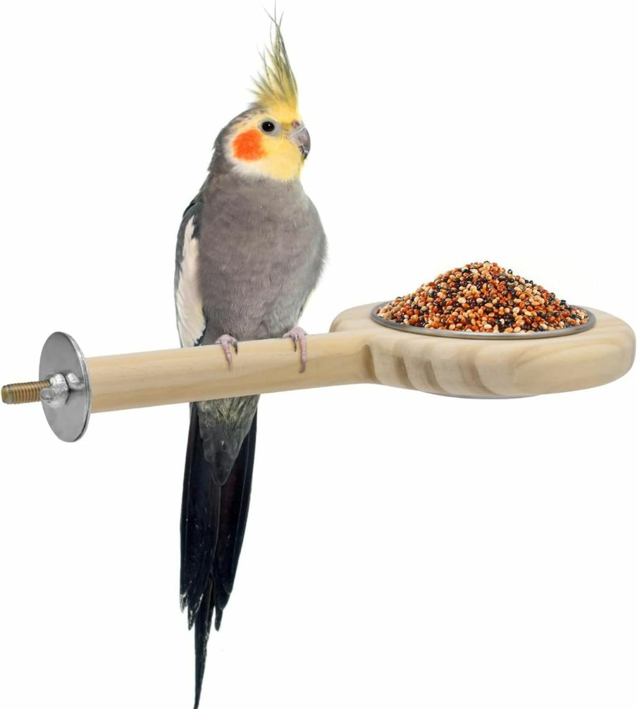 Pet Bird KATUMO | Katumo Bird Perch Bird Feeding Cup Parrot Wood Perch Stand Toy Bird Cage Accessory For Parakeet Lovebird Cockatiel Conure Budgie Small Parrots