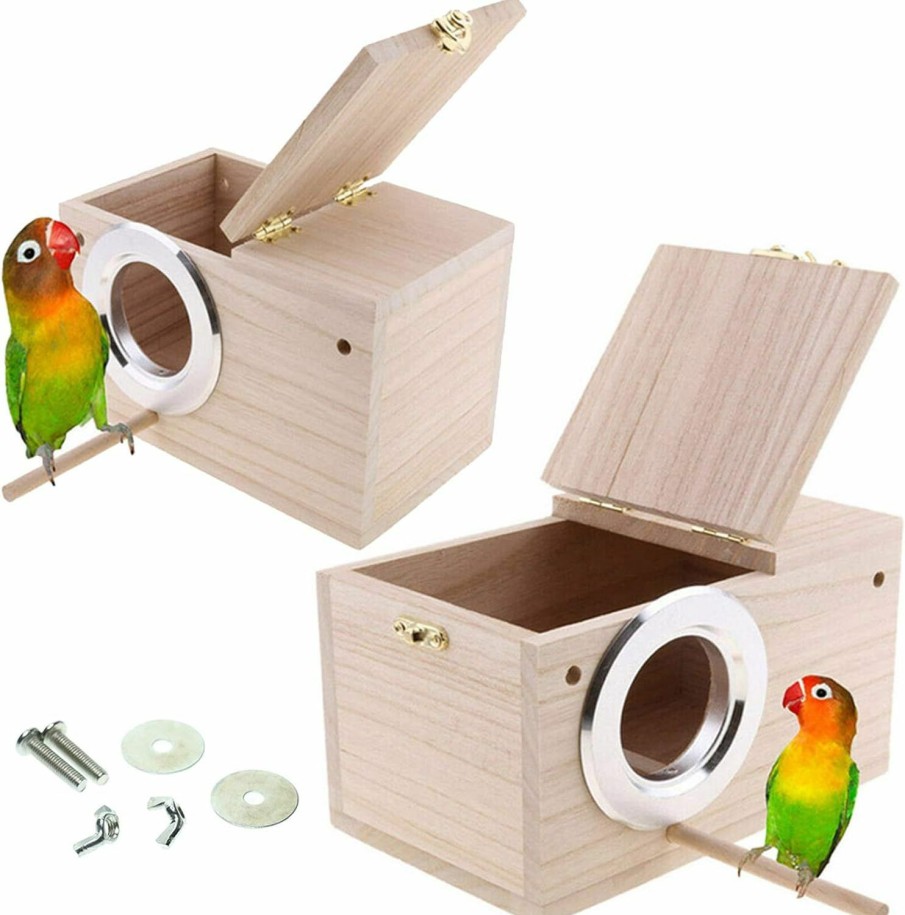 Pet Bird Hamiledyi | Hamiledyi Parakeet Nest Box 2Pcs Bird House Budgie Wood Breeding Box For Lovebirds, Parrot Mating Box