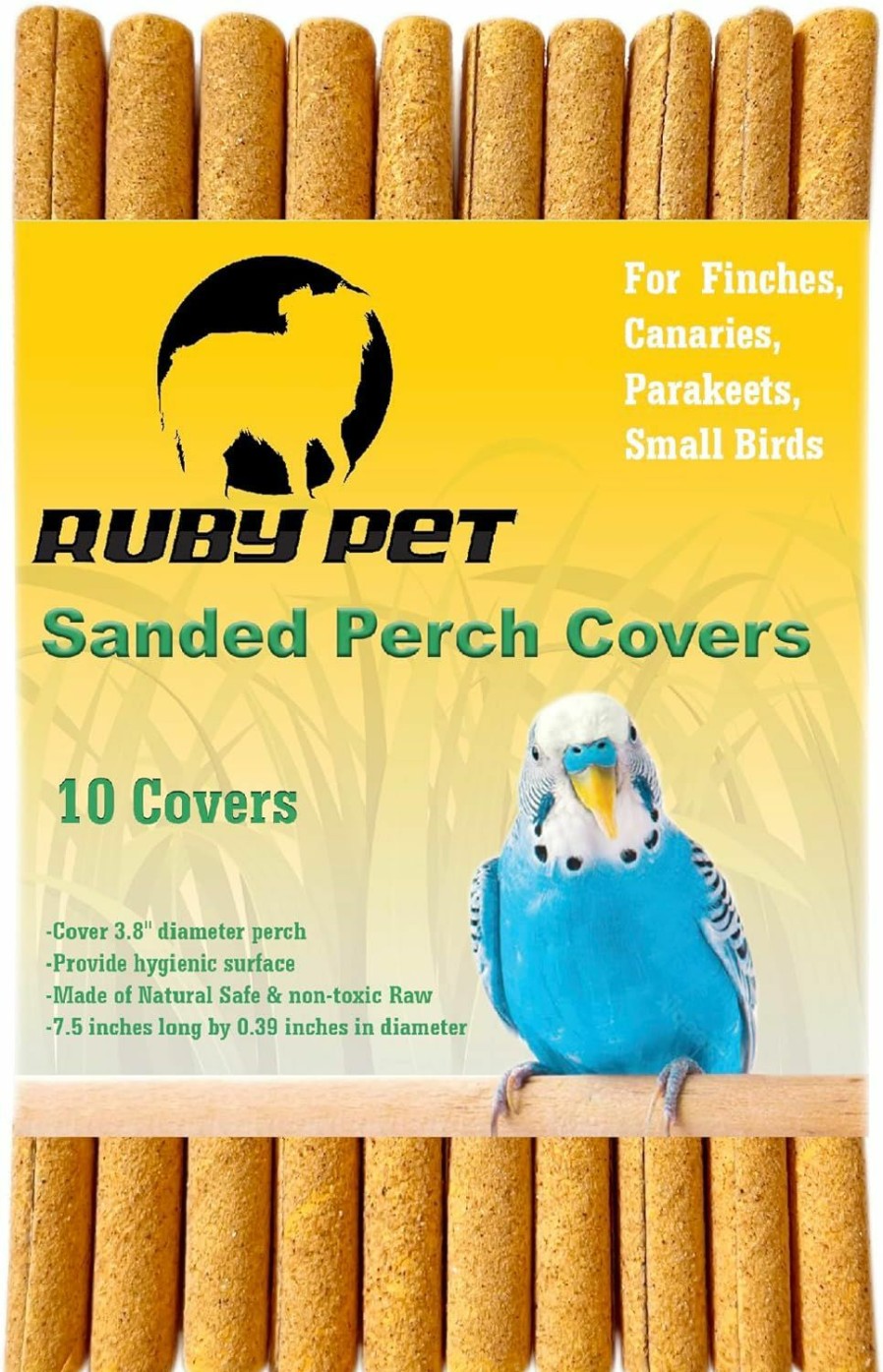 Pet Bird RUBY PET | Ruby Pet Bird Perch Covers - 10 Count Of Sanded Gravel Paper Accessories For Parakeets, Finches, And Canaries