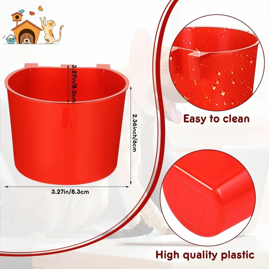 Pet Bird Suclain | 30 Pcs Cage Cups Birds Feeders Bird Water Dispenser Hanging Quail Waterer Plastic Chicken Feeding Watering Dish For Small Coop Parrot Parakeet Pet Poultry Pigeon Gamefowl Food Seed Bowl Supplies, Red