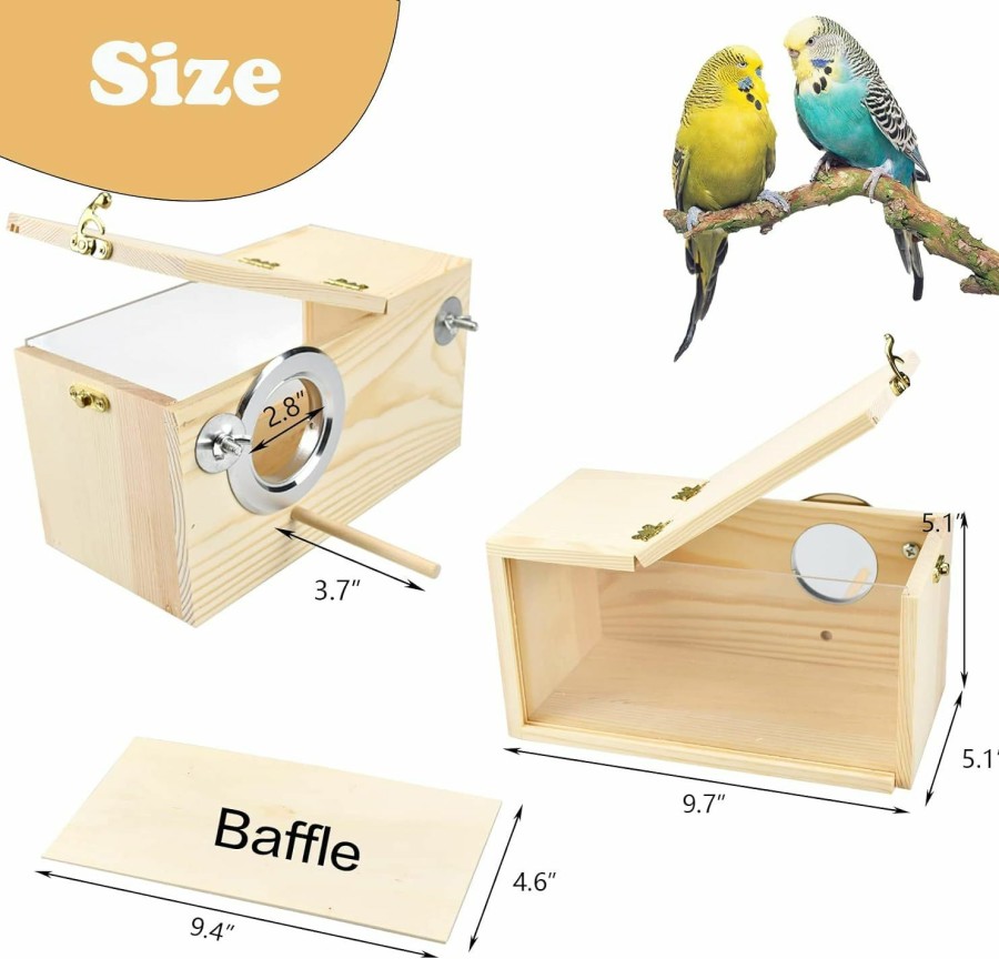 Pet Bird Generic | Shurung Parakeet Nesting Box Cockatiel Nesting Box Bird Nest Bird Breeding Box House Wooden Acrylic Transparent Bird Box With Detachable Wooden Board For Lovebirds Cockatiel Budgie Conure Parrot