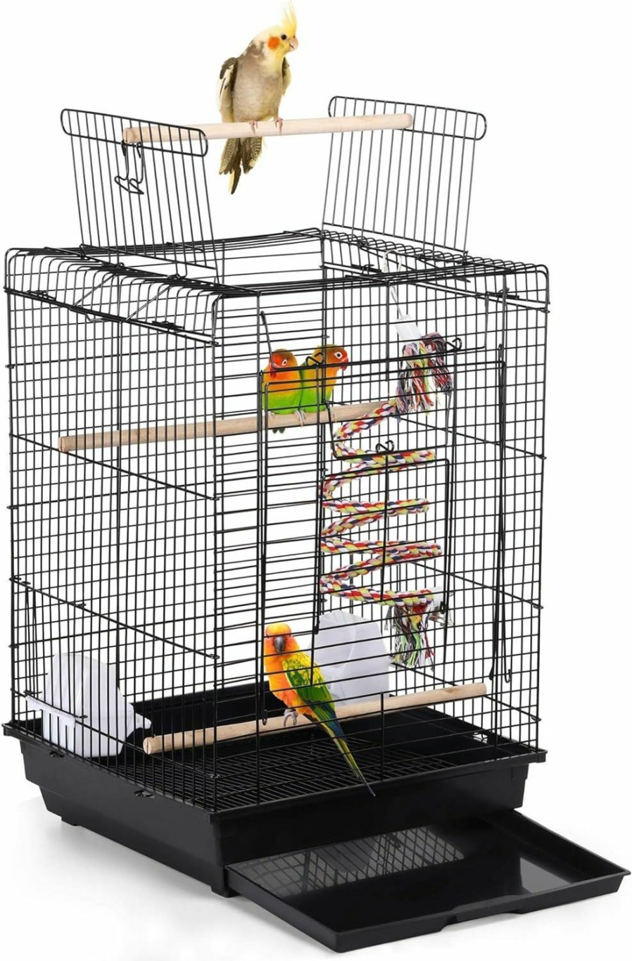 Pet Bird Yaheetech | Yaheetech Open Play Top Travel Bird Cage For Conure Sun Parakeet Green Cheek Conure Lovebird Budgie Finch Canary, Small-Size Travel Portable