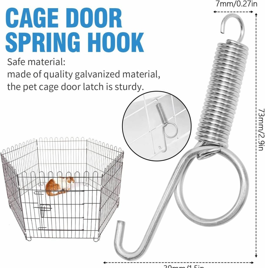 Pet Bird Anxingo | Anxingo 20 Pcs Spring Cage Latch Door Spring Hook Metal Finger For Fixing Rabbit, Dog, Cat,Birds,Rodents, Guinea Pig,Hamster, Parrot Hedgehog Cage Door